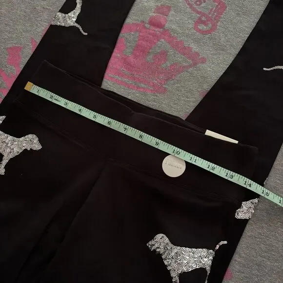 Victoria’s Secret PINK Silver Sequin Bling Skinny Pup Dog Leggings NWT Small HTF - Picture 4 of 6